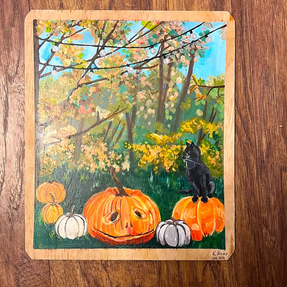 Hand painted wood panel